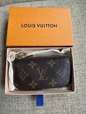 Louis Vuitton Monogram Canvas Key Pouch in Brown with Gold Hardware